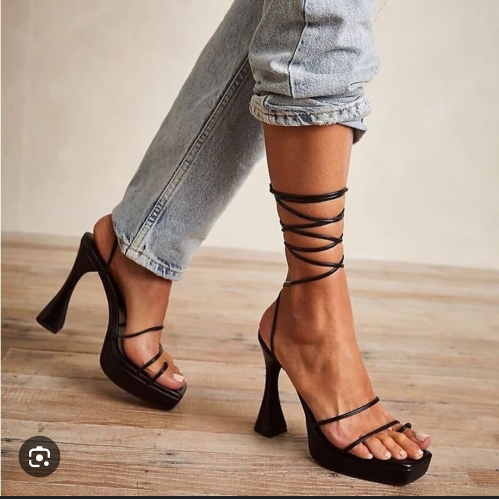 Jeffrey Campbell Black Chunky Heel Sandals